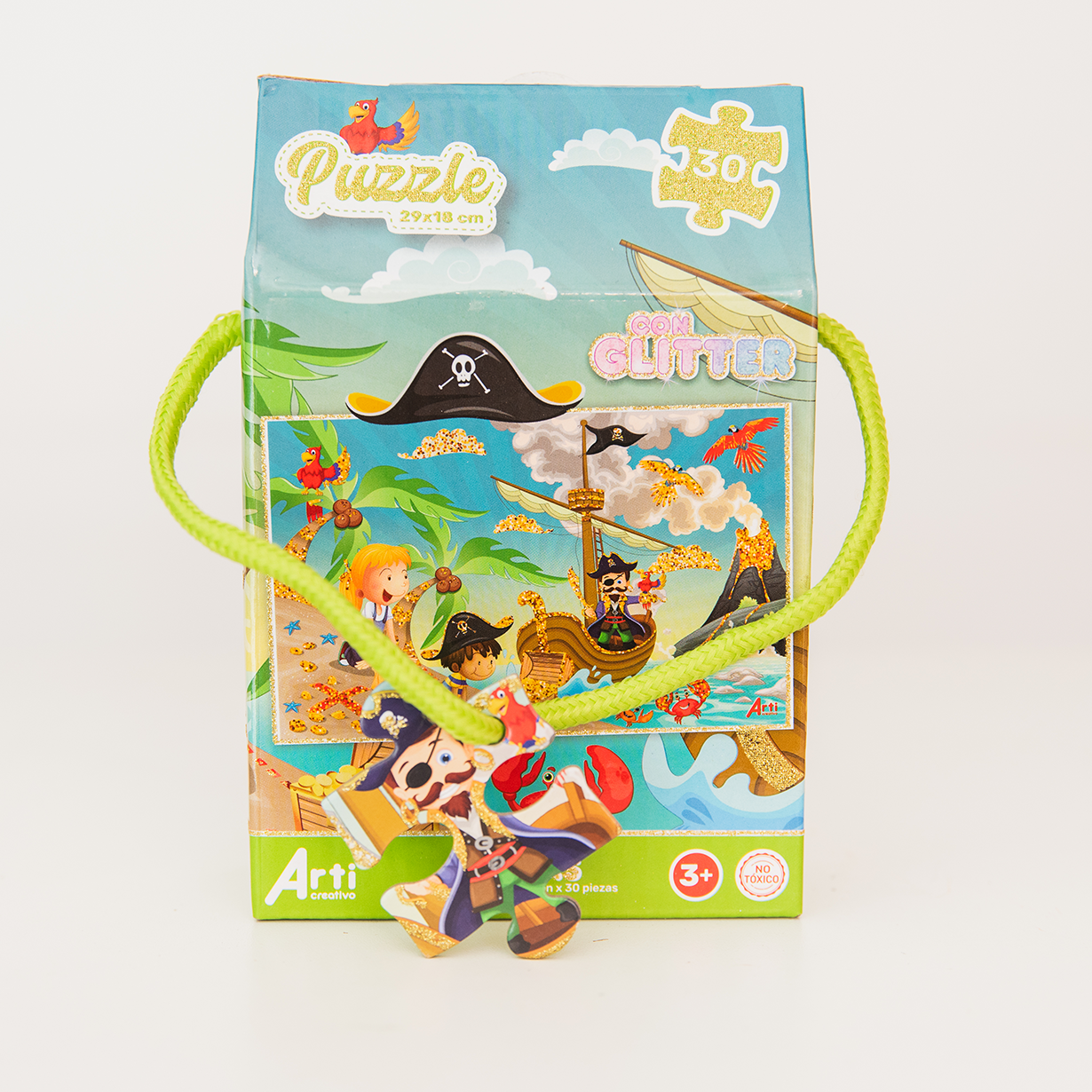 ROMPECABEZAS DE REGALO GLITTER "PIRATAS" X 30 PZAS. ARTI CREATIVO