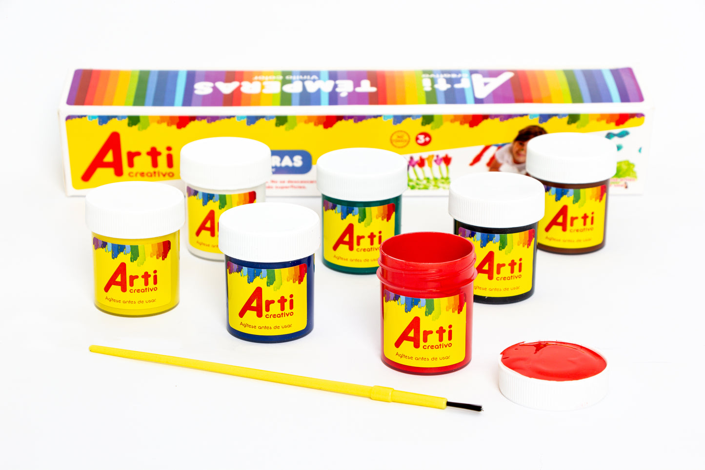TÉMPERAS ARTI CREATIVO - CAJA X 7 UND. + 1 PINCEL