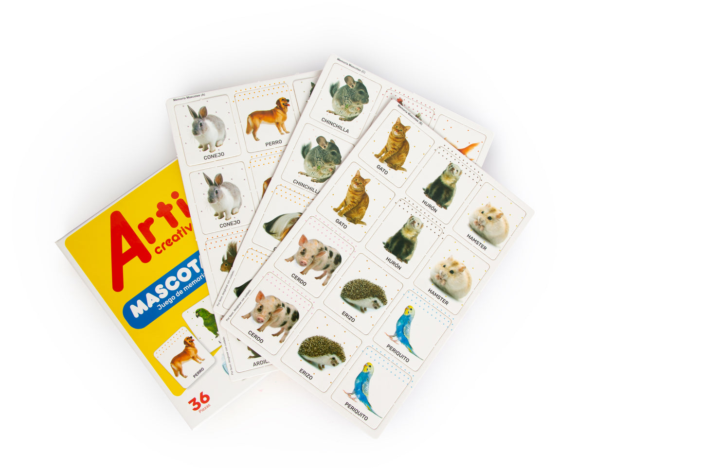 JUEGO DE MEMORIA ARTI CREATIVO "MIS MASCOTAS" X 36 PZAS.