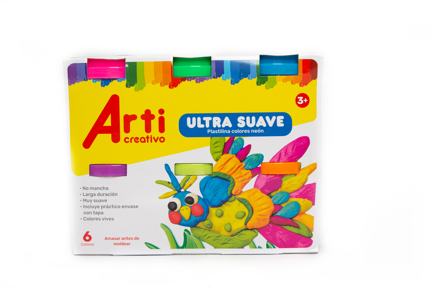 PLASTILINA ULTRA SUAVE ARTI CREATIVO - NEON X 6 UND.