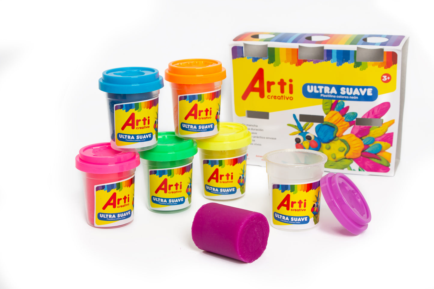 PLASTILINA ULTRA SUAVE ARTI CREATIVO - NEON X 6 UND.