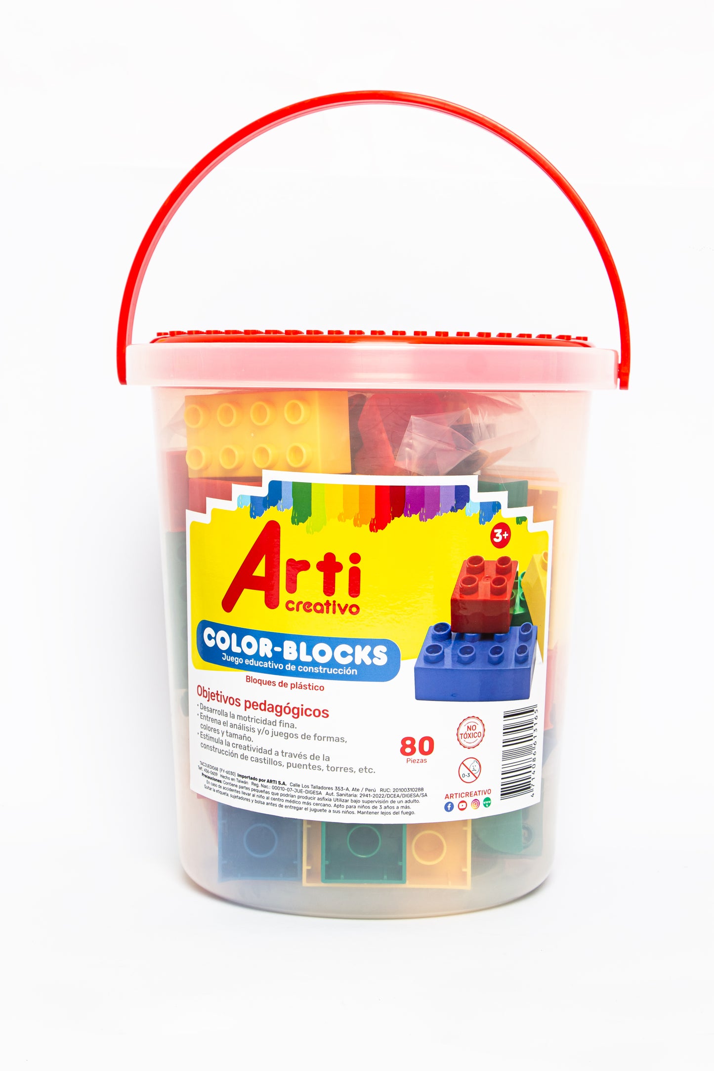JUEGO DE CONSTRUCCION "COLOR BLOCKS" SET DE PLÁSTICO X 80 PZAS. ARTI CREATIVO