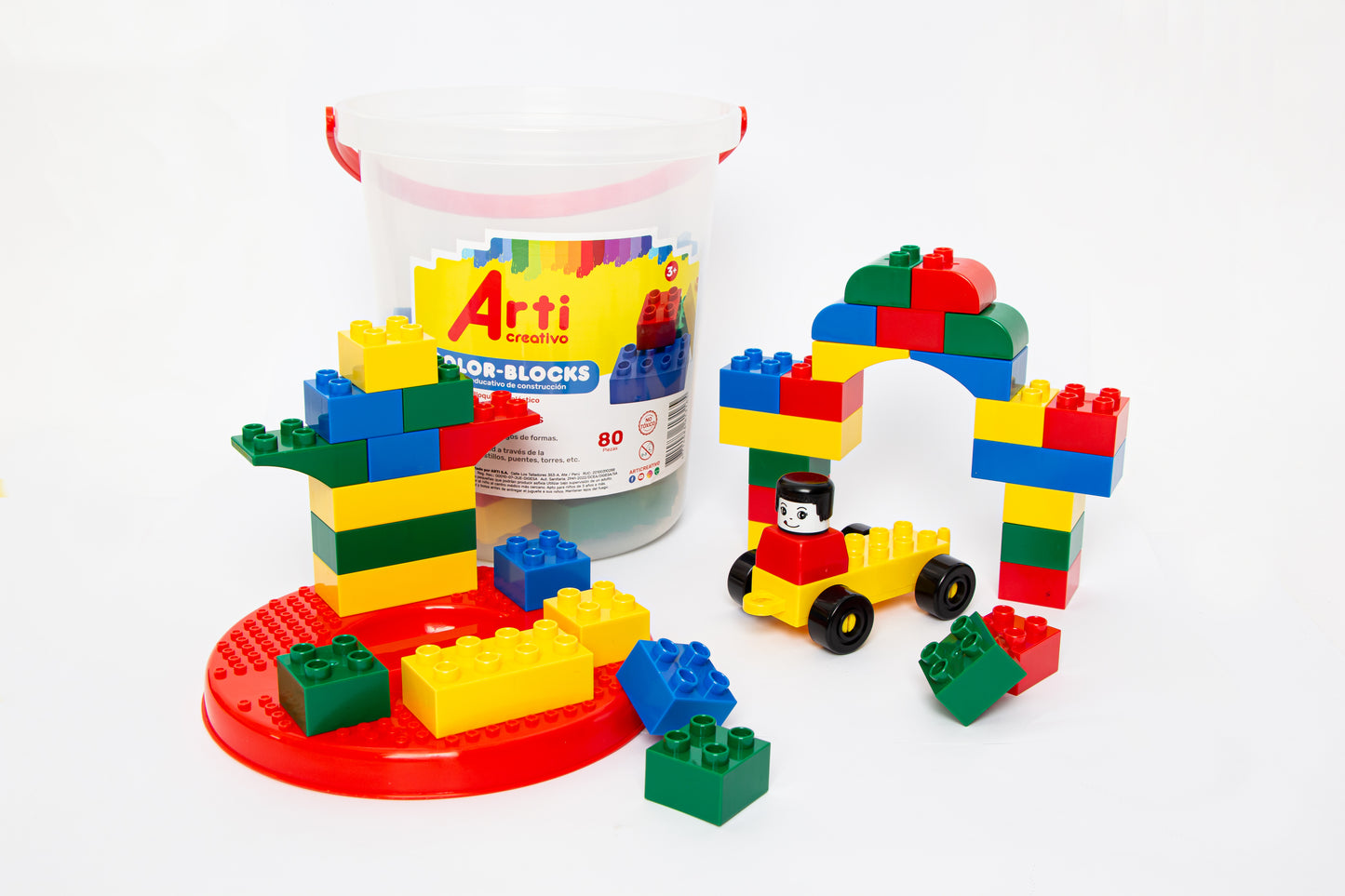 JUEGO DE CONSTRUCCION "COLOR BLOCKS" SET DE PLÁSTICO X 80 PZAS. ARTI CREATIVO