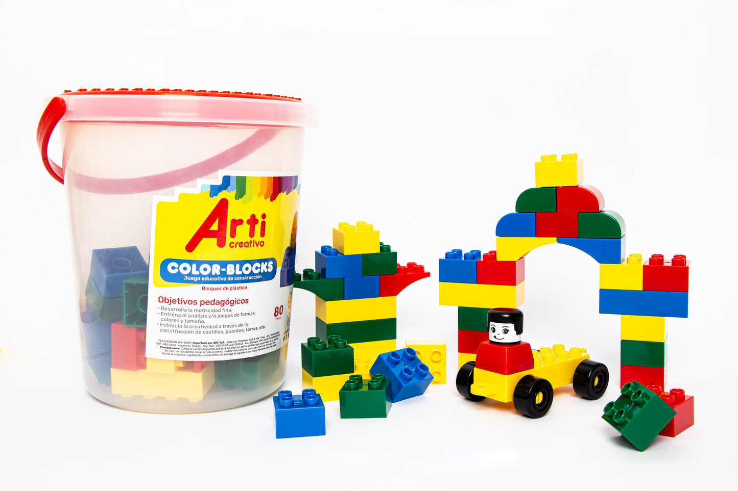 JUEGO DE CONSTRUCCION "COLOR BLOCKS" SET DE PLÁSTICO X 80 PZAS. ARTI CREATIVO