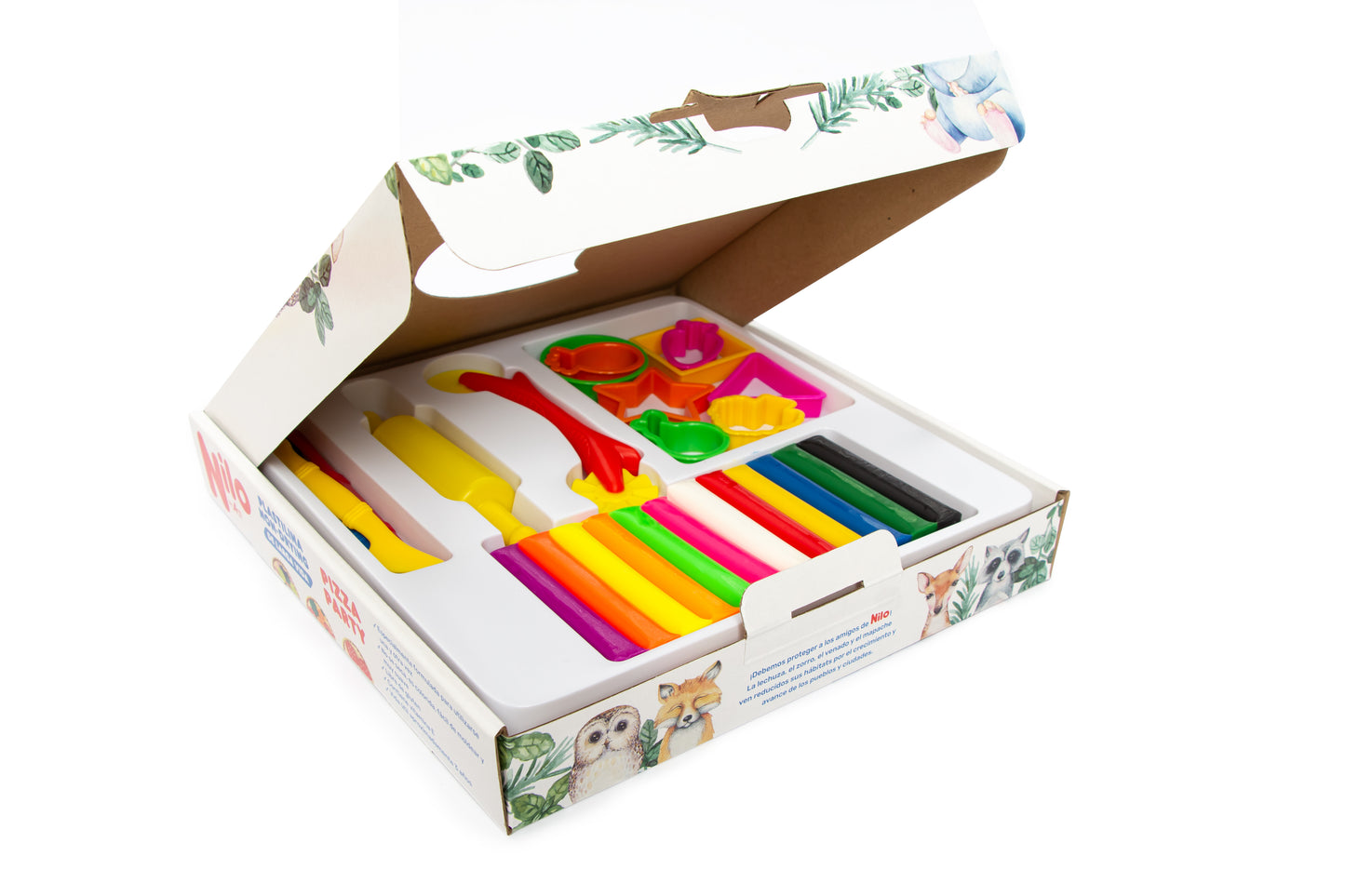 PLASTILINA NILO PIZZA PARTY: 12 PLASTILINAS + 8 CORTADORES + 3 HERRAMIENTAS + 1 RODILLO