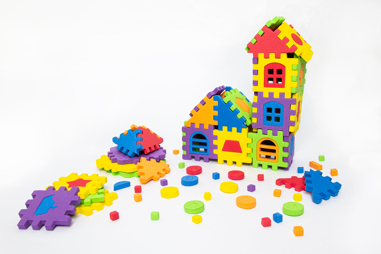 JUEGO DE CONSTRUCCION EN GOMA EVA "BLOCKS & TOWERS" X 60 PZAS. ARTI CREATIVO