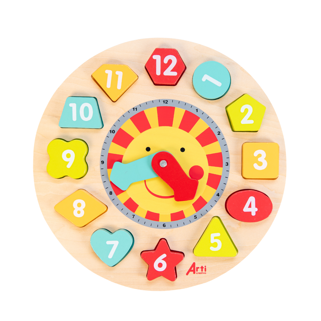 JUEGO EDUCATIVO DE ENCAJE RELOJ BILINGÜE X 12 PZAS. ARTI CREATIVO