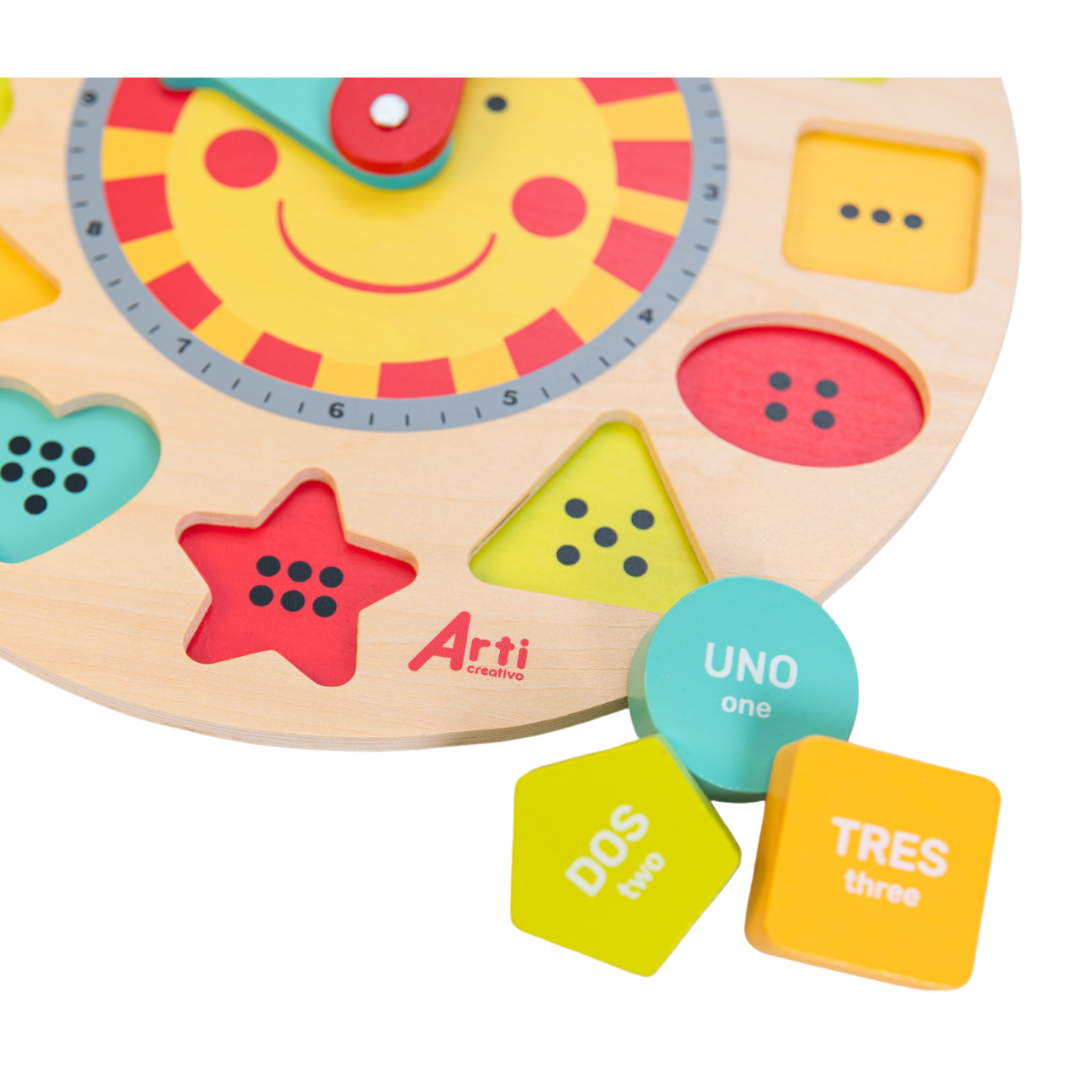 JUEGO EDUCATIVO DE ENCAJE RELOJ BILINGÜE X 12 PZAS. ARTI CREATIVO