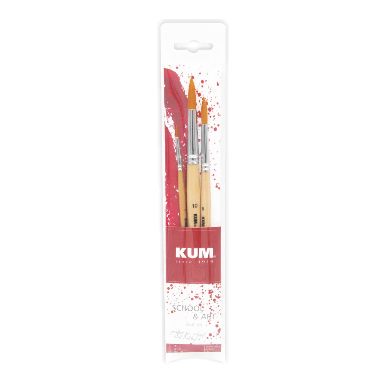 KUM SET DE PINCELES SCHOOL & ART X 3 UNID. REDONDO