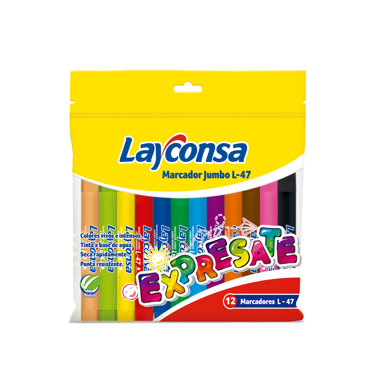 Marcador Layconsa Jumbo L-47 x 12 Colores NT Estuche