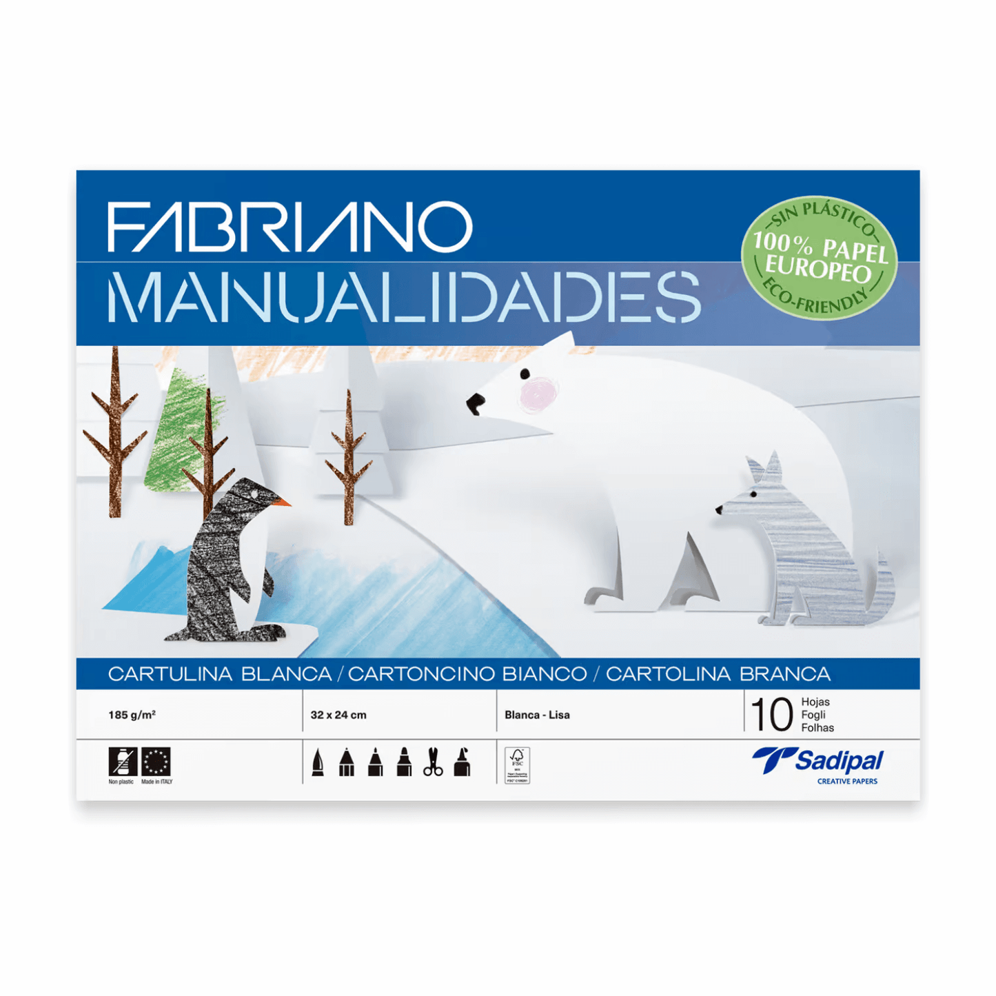 BLOCK SADIPAL CARTULINA BLANCA X 10 HJS 100% PAPEL EUROPEO