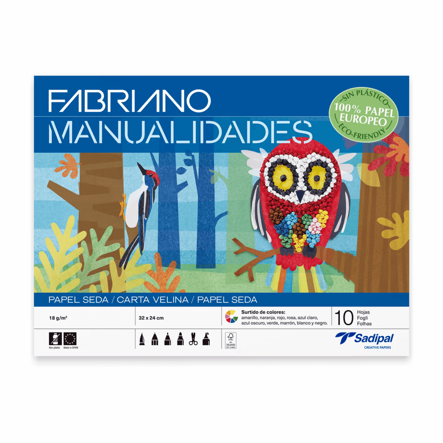 BLOCK SADIPAL MANUALIDADES PAPEL SEDA X 10 HJS 100% PAPEL EUROPEO