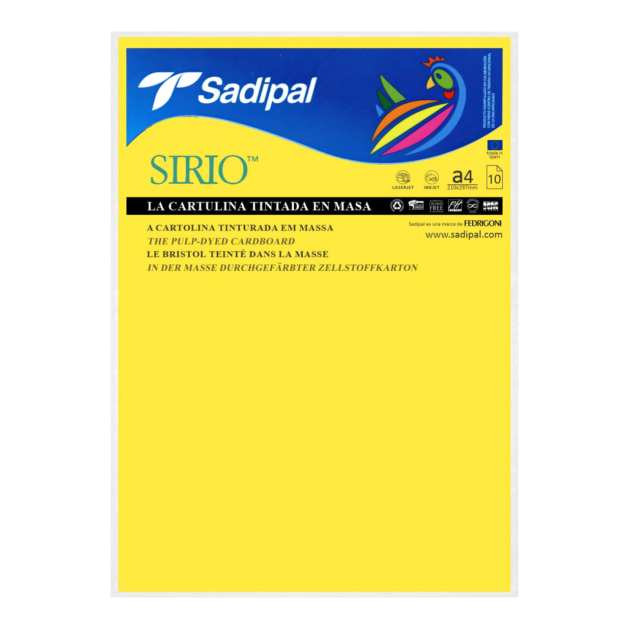 CARTULINA SADIPAL A4 AMARILLO CANARIO X 10 HJS.