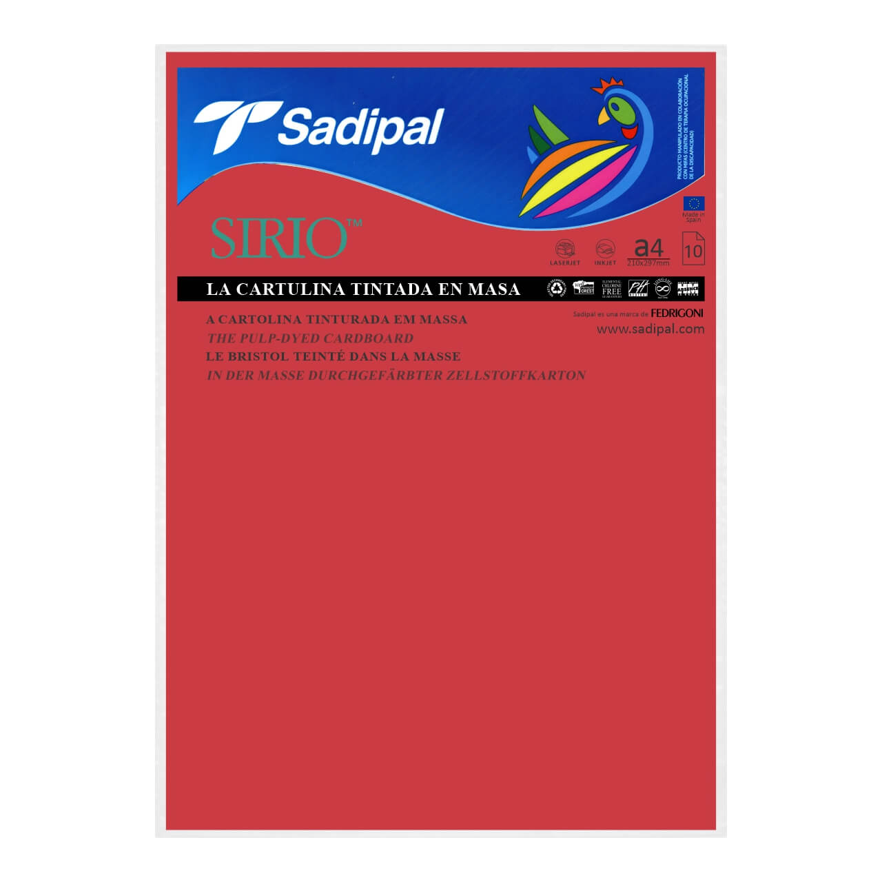 CARTULINA SADIPAL A4 ROJO X 10 HJS.