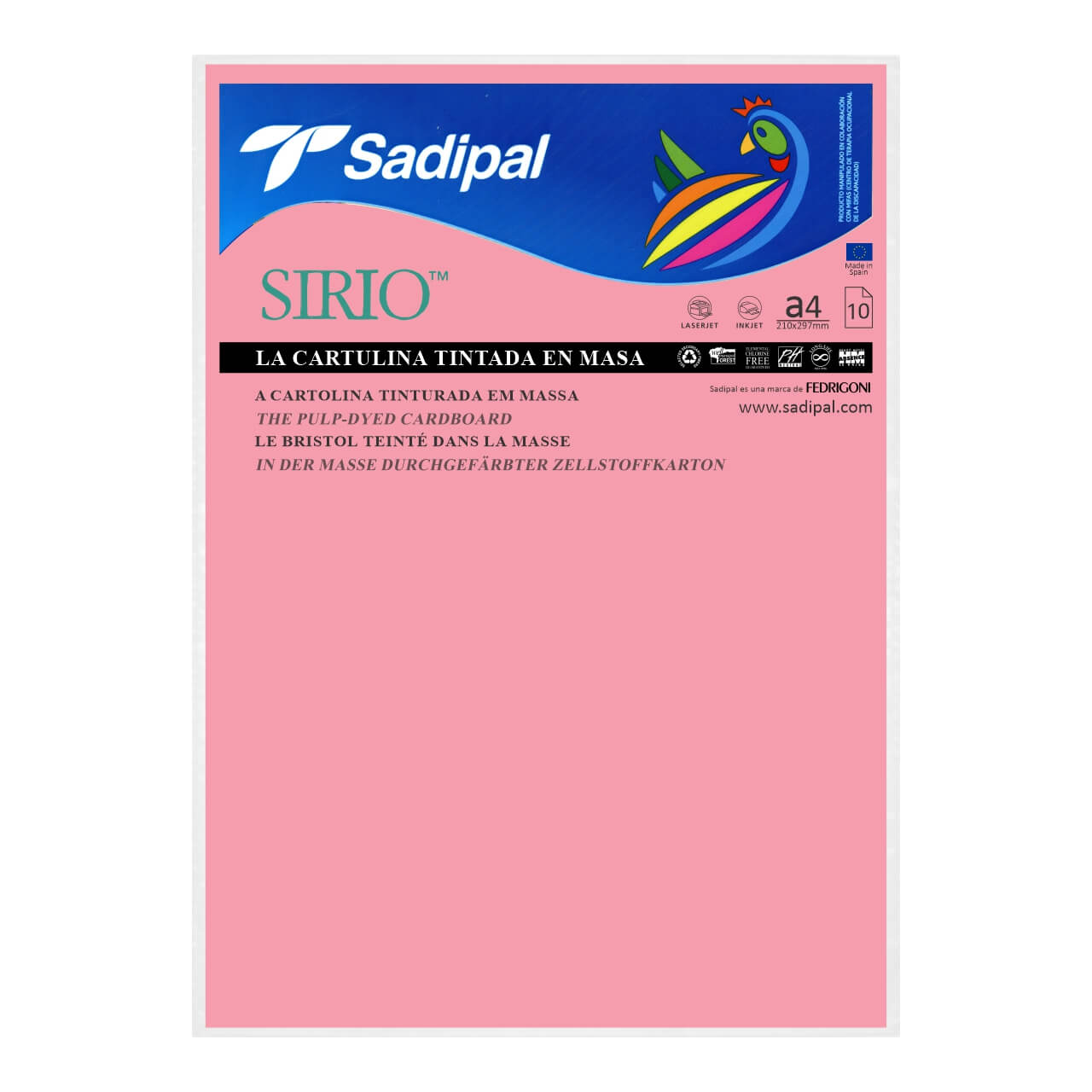 CARTULINA SADIPAL A4 ROSA X 10 HJS.