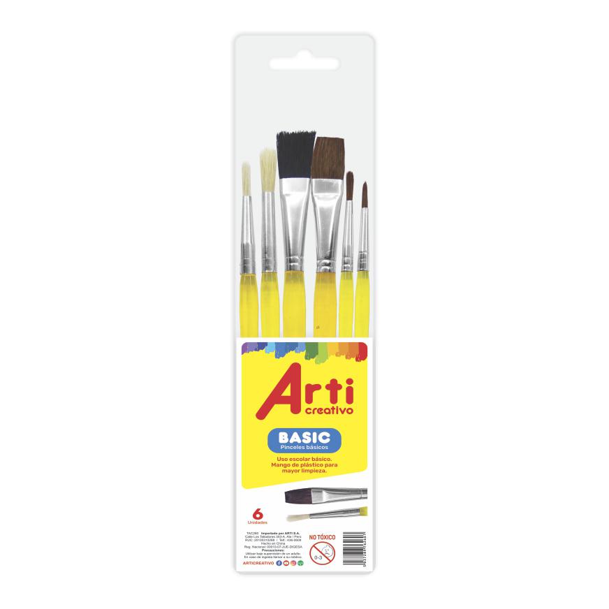 PINCELES BASIC ARTI CREATIVO X 6 UND.