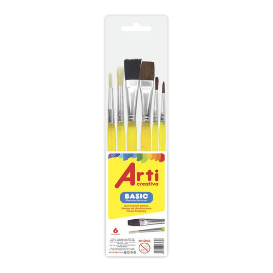 PINCELES BASIC ARTI CREATIVO X 6 UND.