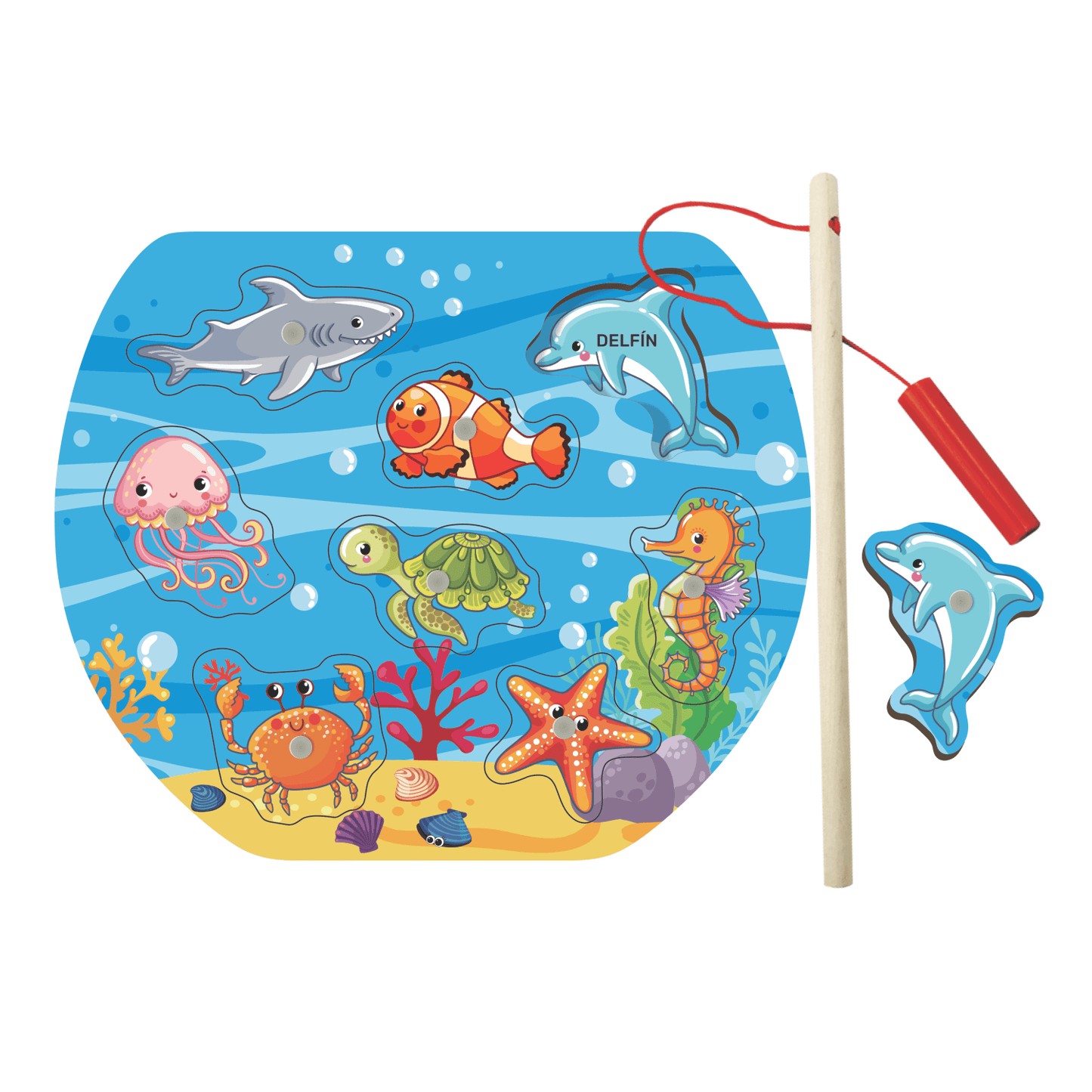 ROMPECABEZAS DE ENCAJE EN MADERA "PESCANDO" X 8 PZAS. ARTI CREATIVO