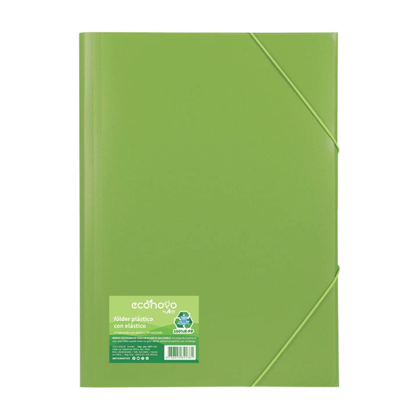 FOLDER A4 PLÁSTICO CON ELÁSTICO "ECONOVO" VERDE X 1 UND.
