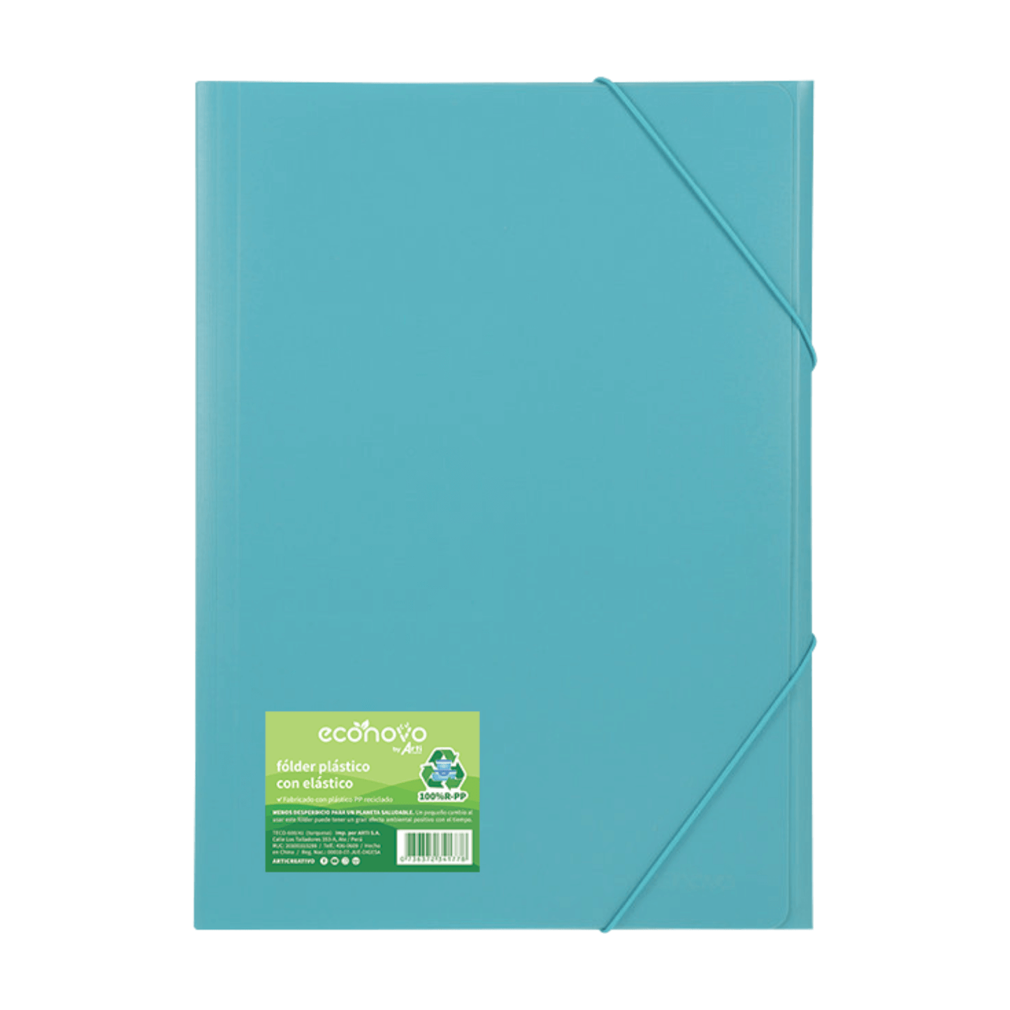 FOLDER A4 PLÁSTICO CON ELÁSTICO "ECONOVO" TURQUESA X 1 UND.