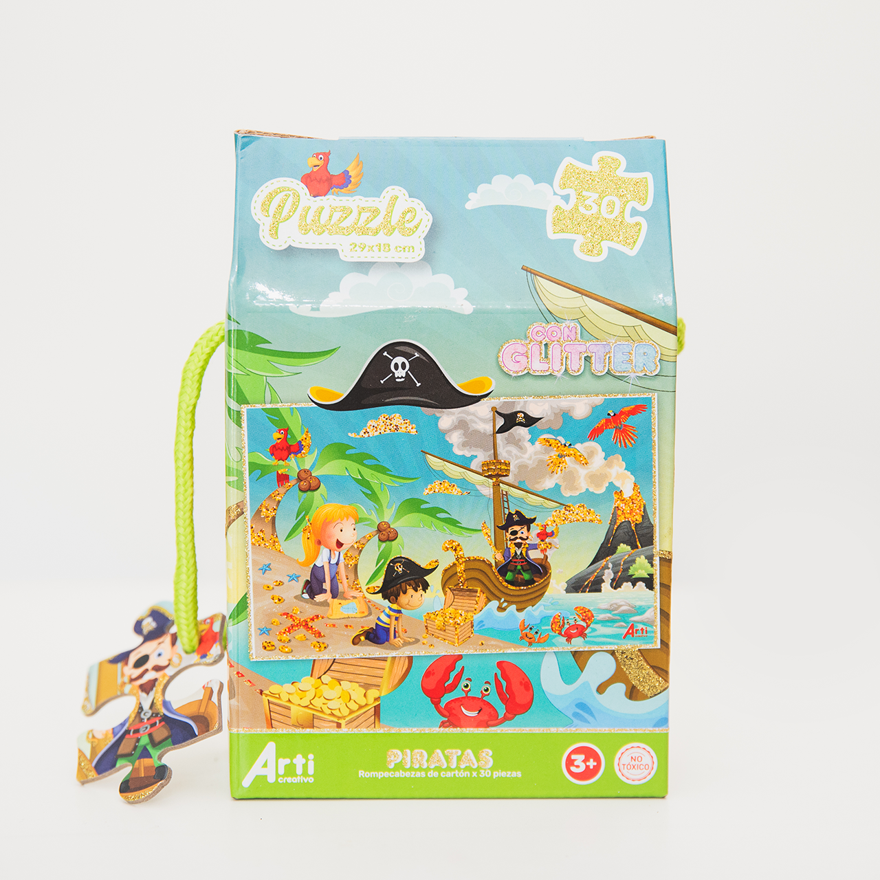 ROMPECABEZAS DE REGALO GLITTER "PIRATAS" X 30 PZAS. ARTI CREATIVO