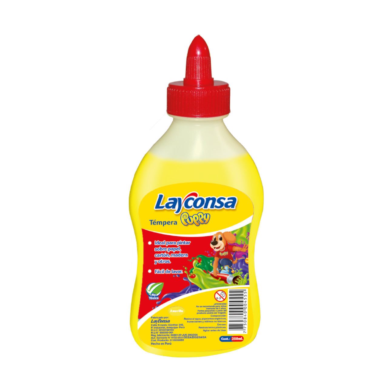 Témpera Layconsa Puppy x 250 cc Amarilla c/ Dispensador
