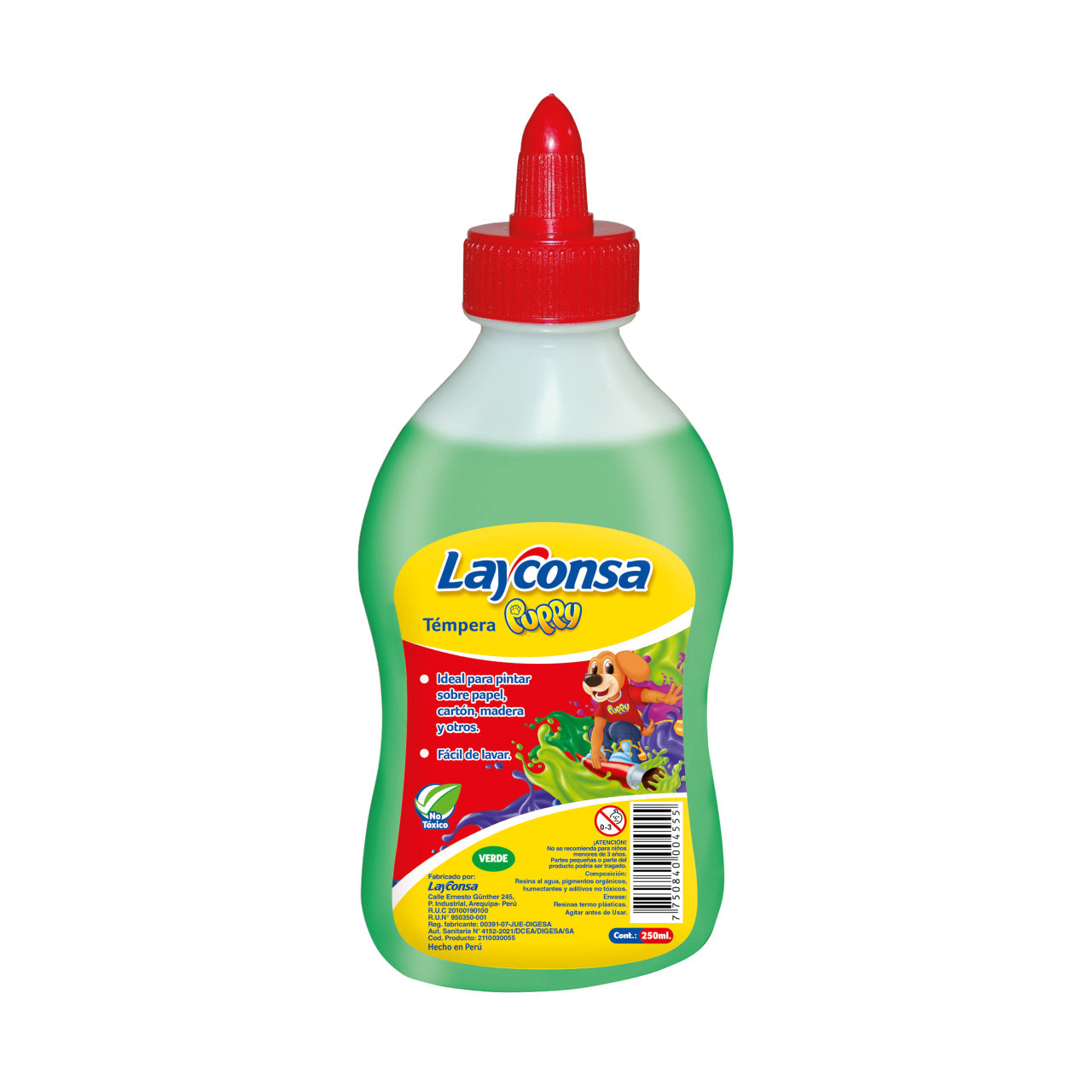 Témpera Layconsa Puppy x 250 cc Verde c/ Dispensador