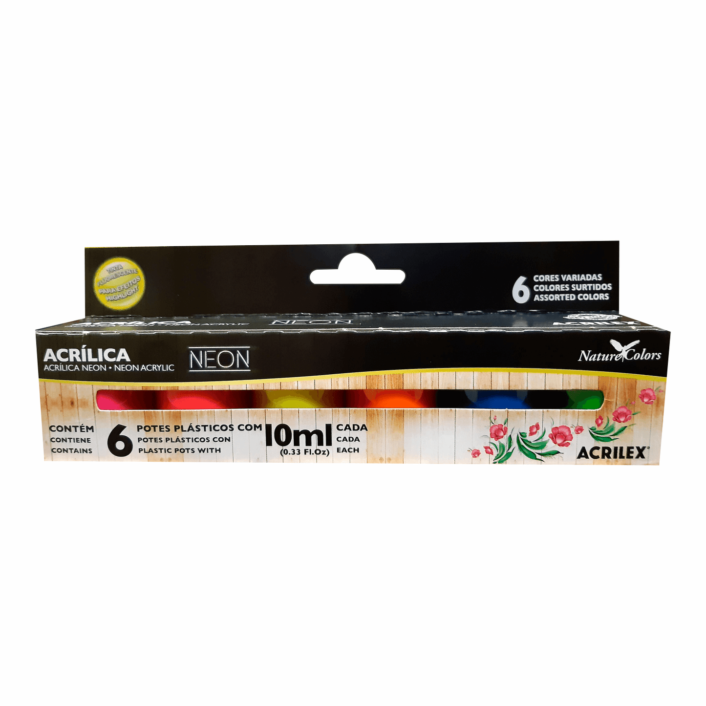 PINTURA ACRÍLICA NEON "ACRILEX" X 6 UND.