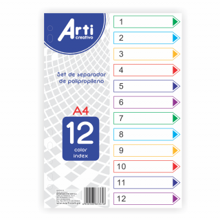 SEPARADOR DE COLOR A-4 X 12 COLORES ARTI CREATIVO