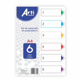 SEPARADOR DE COLOR A-4 X 6 COLORES ARTI CREATIVO