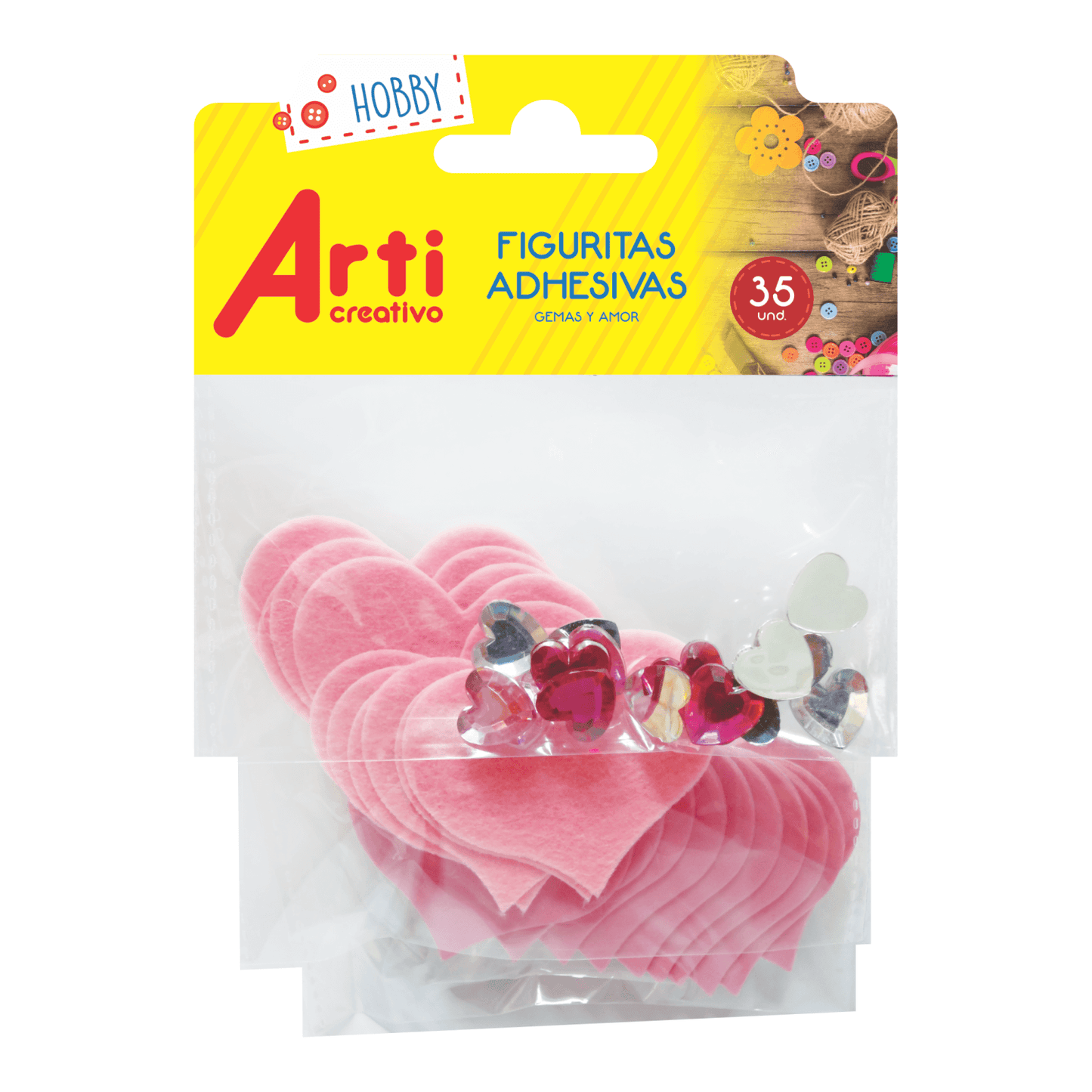 FIGURAS ADHESIVAS "GEMAS Y AMOR" X 35 UND. ARTI CREATIVO