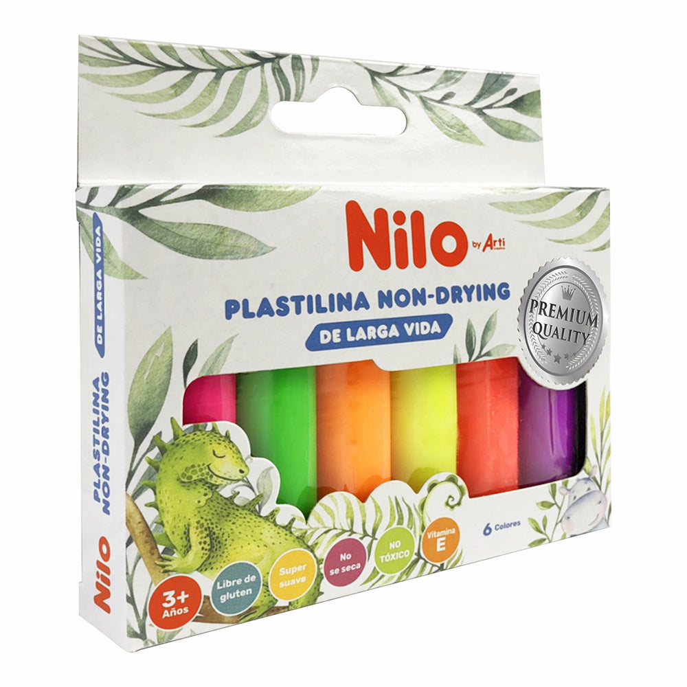 PLASTILINA NON DRYING NILO NEON X 6 UND