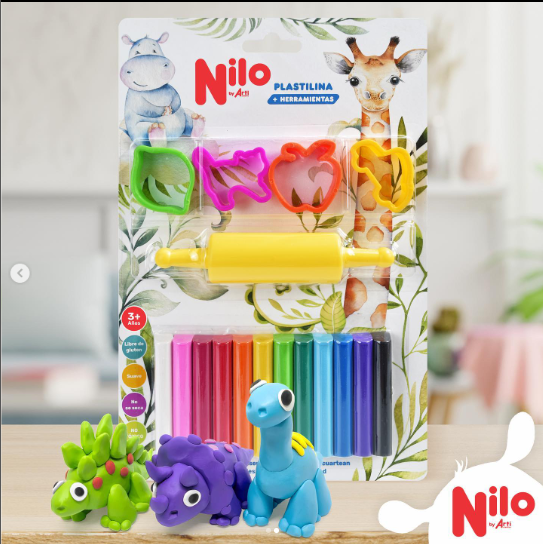 PLASTILINA NILO - BLISTER X 12 UND. + 4 MOLDES + 1 RODILLO