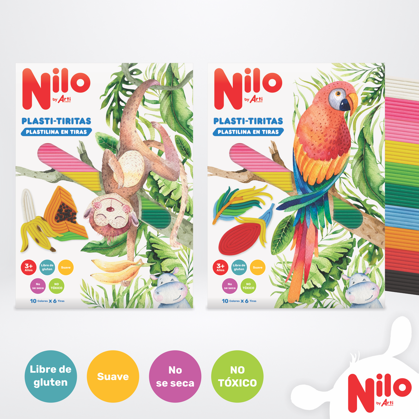 NILO PLASTI-TIRITAS X 10 COLORES 100G. GUACAMAYO