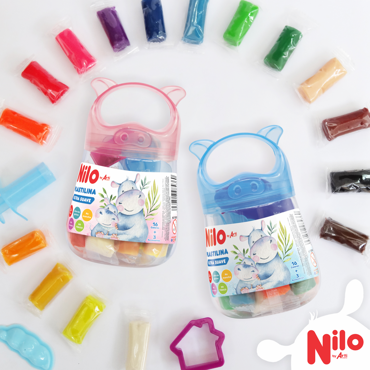 NILO BABYPOTE: 16 PLASTILINAS + 3 ACCESORIOS
