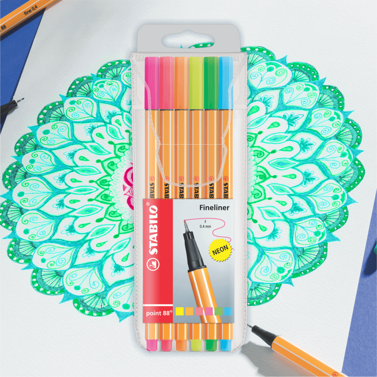 STABILO FINE PEN "POINT 88" NEON X 6 UND.