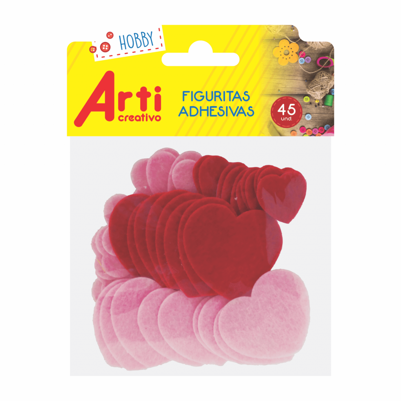 FIGURAS ADHESIVAS "CORAZONES" X 45 UND. ARTI CREATIVO