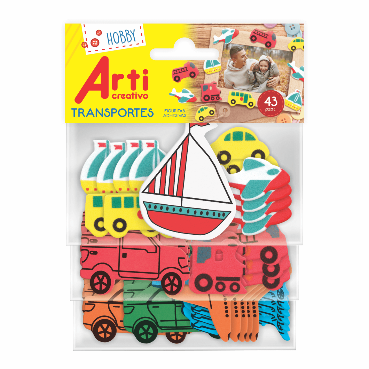 FIGURAS ADHESIVAS "TRANSPORTES" X 43 UND. ARTI CREATIVO