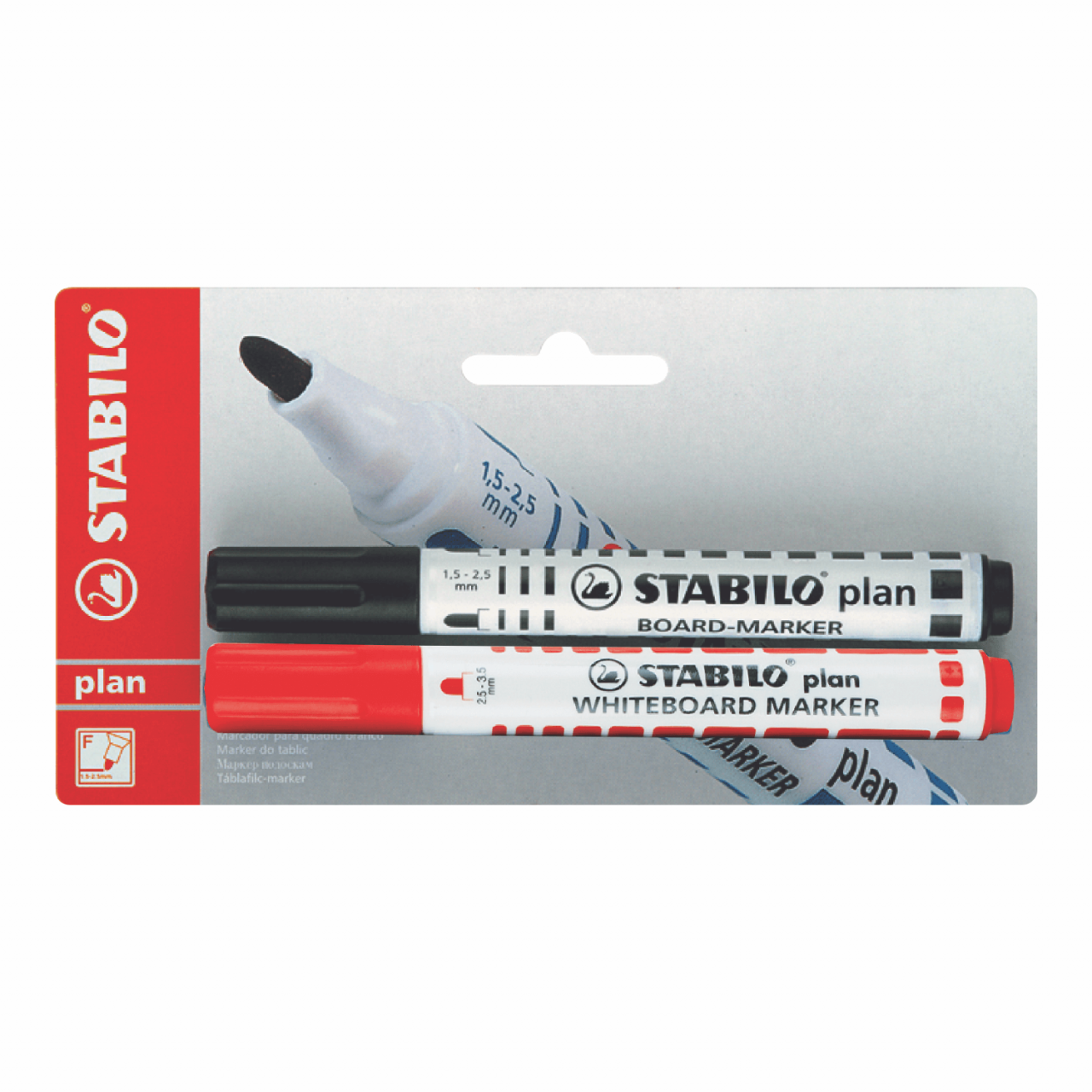 PLUMON PARA PIZARRA STABILO "PLAN" - BLISTER X 2 UND. (NEGRO Y ROJO)