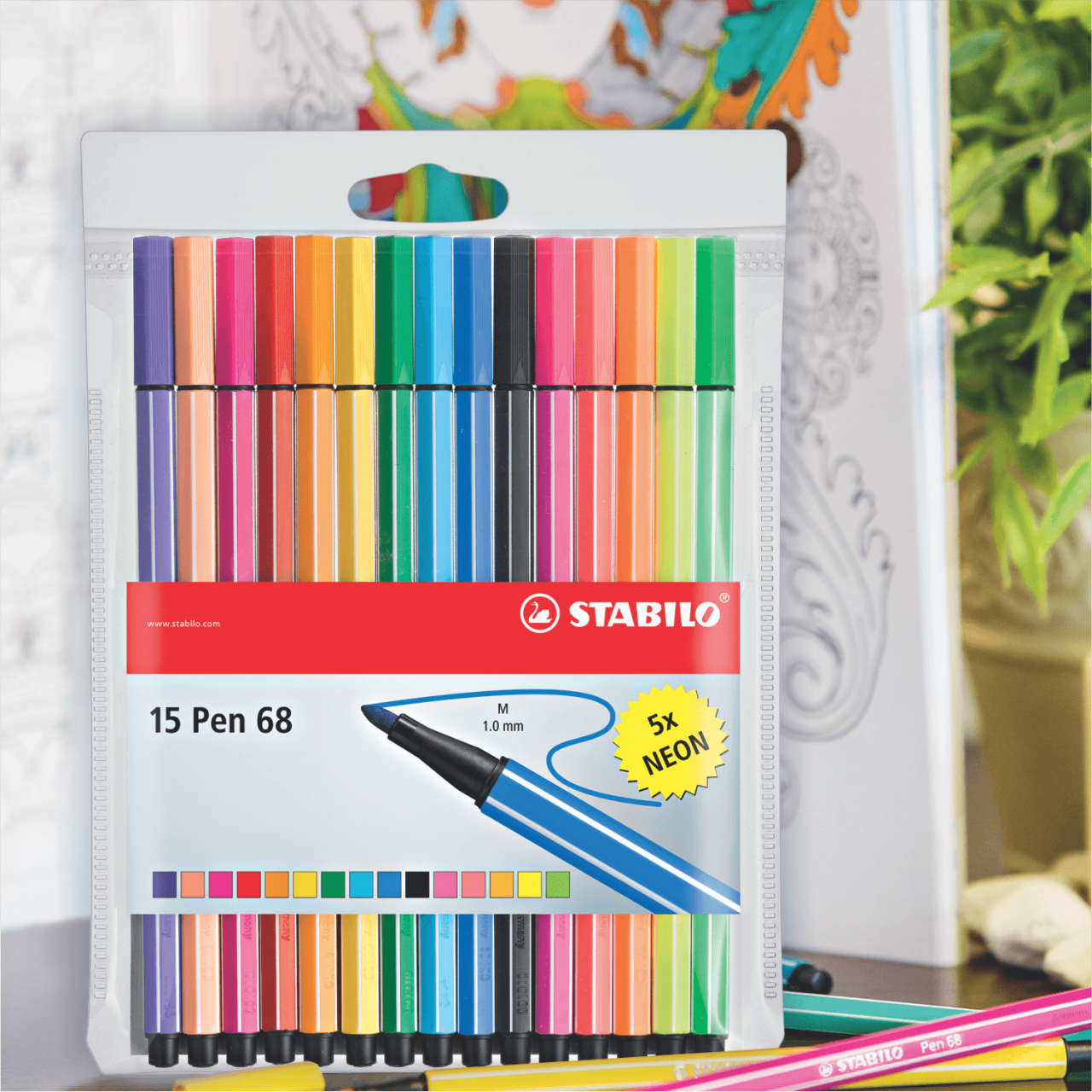 PLUMONES PREMIUM STABILO "PEN 68" X 15 UND. (INCL. 5 NEON)