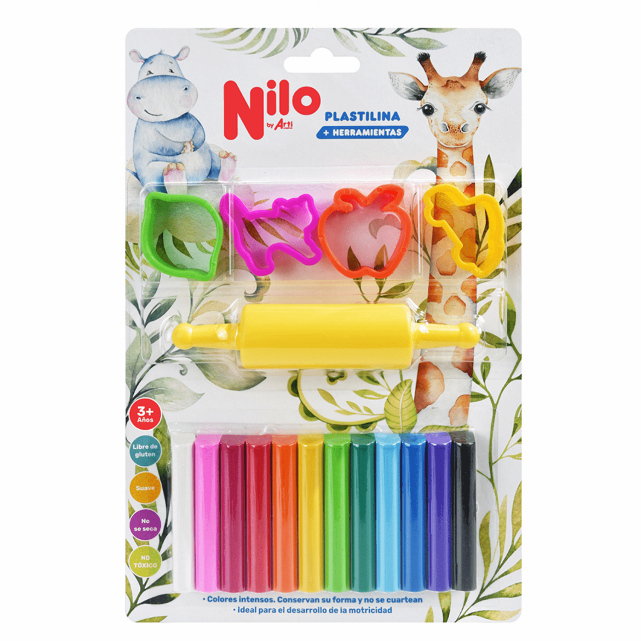 PLASTILINA NILO - BLISTER X 12 UND. + 4 MOLDES + 1 RODILLO