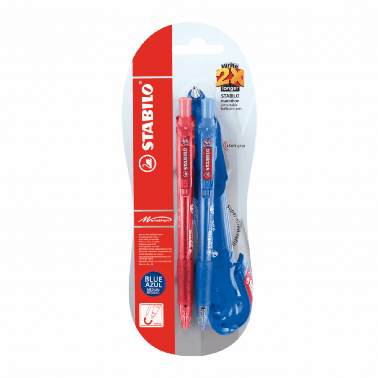 LAPICEROS STABILO "MARATHON" - BLISTER X 2 UND. (ROJO Y AZUL)