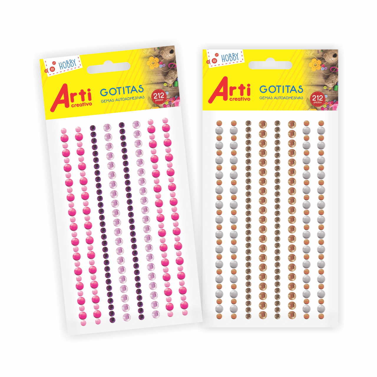 GEMAS AUTOADHESIVAS "GOTITAS" X 212 PZAS ARTI CREATIVO