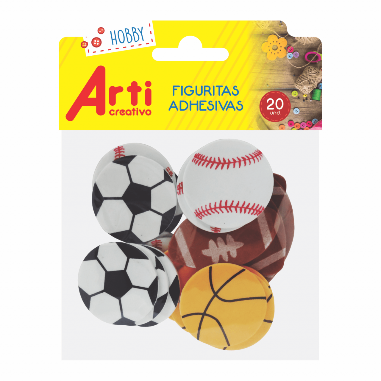 FIGURAS ADHESIVAS "PELOTAS DEPORTIVAS" X 20 UND ARTI CREATIVO