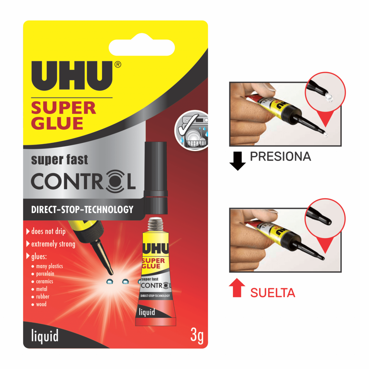 PEGAMENTO UHU "SUPER GLUE CONTROL" X 3ML.