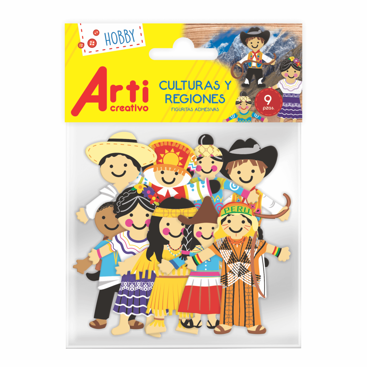 FIGURAS ADHESIVAS "CULTURAS Y REGIONES" X 9 UND. ARTI CREATIVO