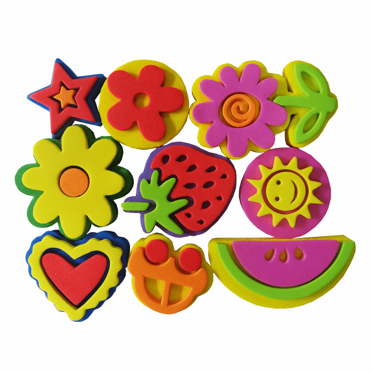 SELLOS EN GOMA EVA "BIG STAMPING" X 9 UND. ARTI CREATIVO