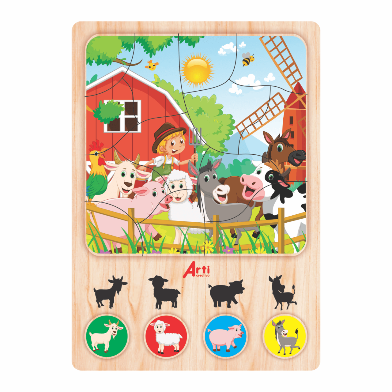 ROMPECABEZAS EN MADERA "EL GRANJERITO" X 17 PZAS. - ARTI CREATIVO