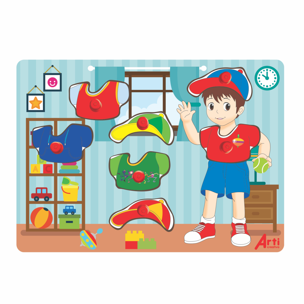 ROMPECABEZAS DE ENCAJE EN MADERA "DRESS UP BOY" X 8 PZAS. ARTI CREATIVO