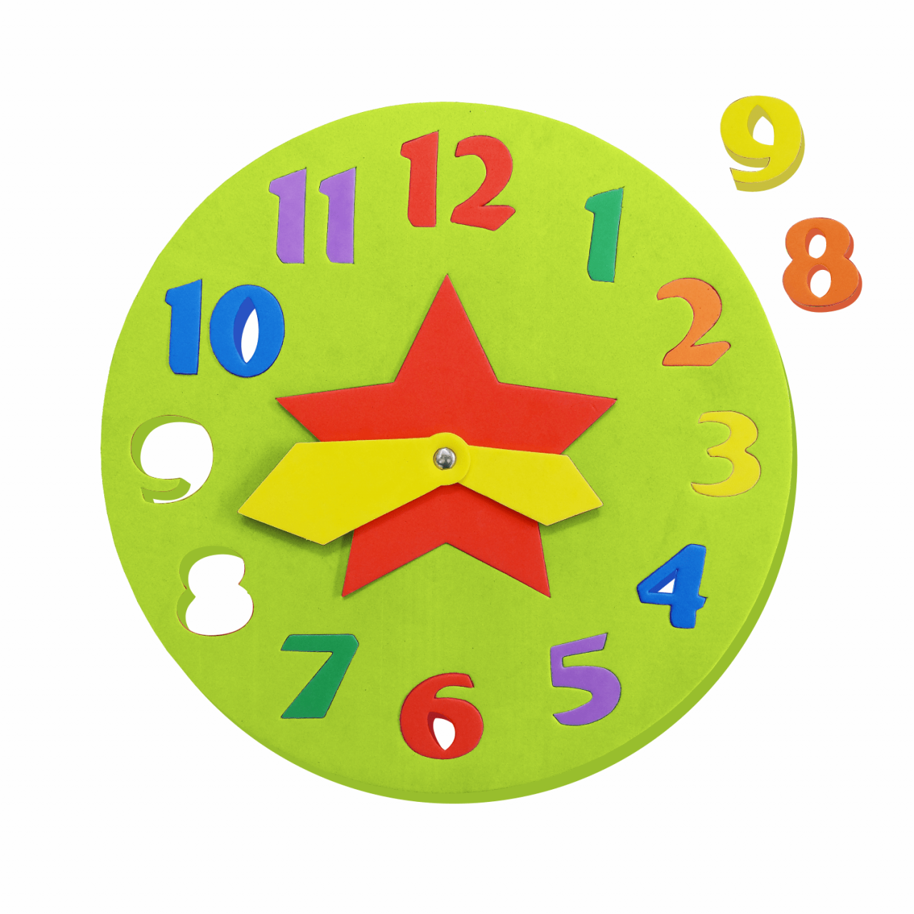 JUEGO MATEMÁTICO DE ENCAJE EN GOMA EVA "RELOJ" X 16 PZAS. ARTI CREATIVO